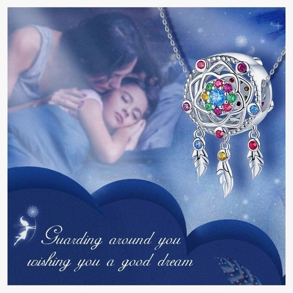 FOREVER QUEEN Dream Catcher Feathers Tassel Colorful CZ Sterling Silv Ch… - Picture 5 of 14